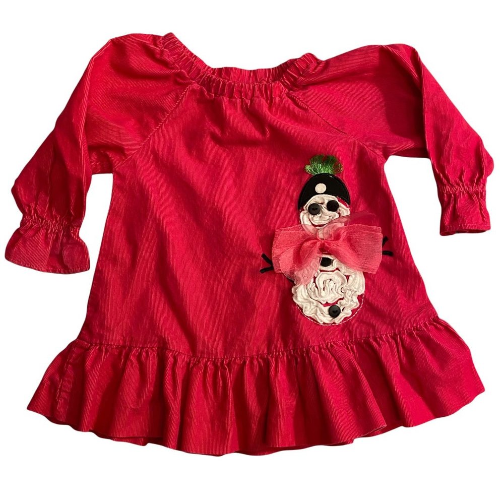 Peaches 'n Cream 24 Month Christmas Dress Snowman Ruffles Red Girls